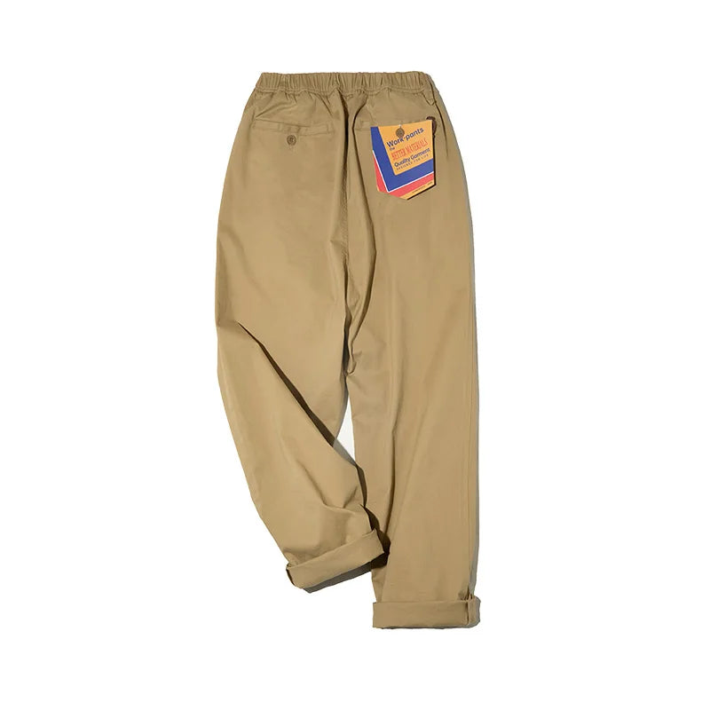 Cavendish Men’s 100% Cotton Casual Trousers – Elastic Waist Straight Leg Chino Style Pants