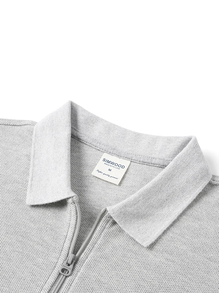 Zip Collar Polo Shirt for Men – Classic Short Sleeve Top in Black or Grey | 260gsm Casual Summer Shirt