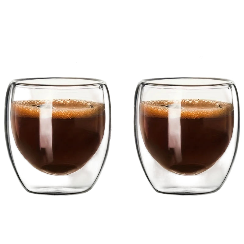Double Glass Wall Heat Insulated Cup - Tea, Coffee, Espresso Glass Set - Various Sizes