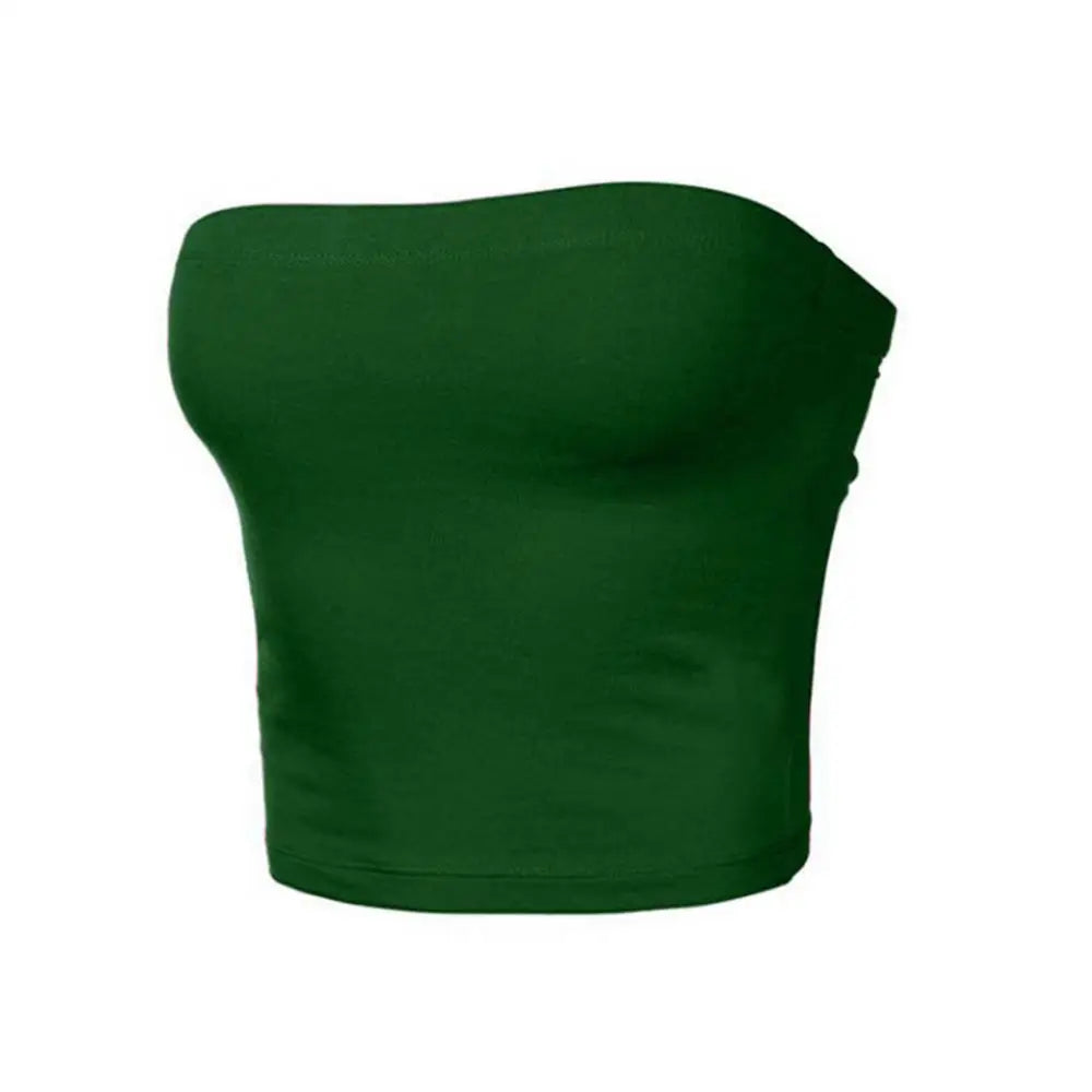 Kaia Strapless Bandeau Crop Top – Fitted Tube Top in Various Colours for Women