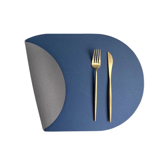 Hartwell Reversible Faux Leather Oval Table Mats – Double Sided Non Slip Washable Dining Placemats 4 Piece Set