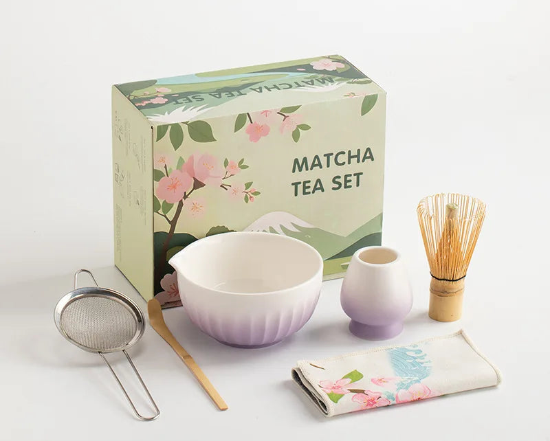 Zen Matcha Gift Set – 6-Piece Japanese Matcha Tea Making Kit with Ceramic Bowl, Whisk, Scoop & Sifter