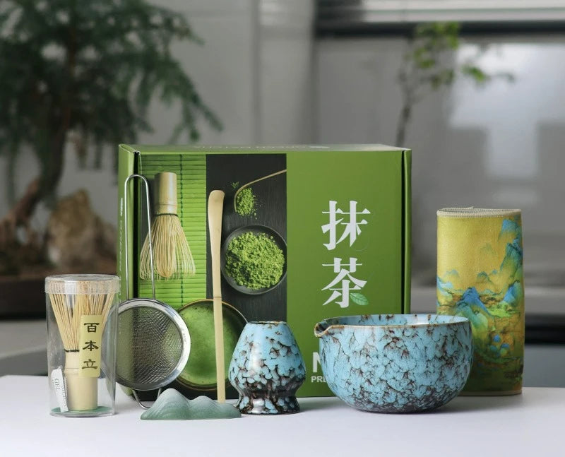 Sahori Japanese-Style Matcha Tea Set – 2, 5 or 7 Piece Matcha Bowl and Bamboo Whisk Set