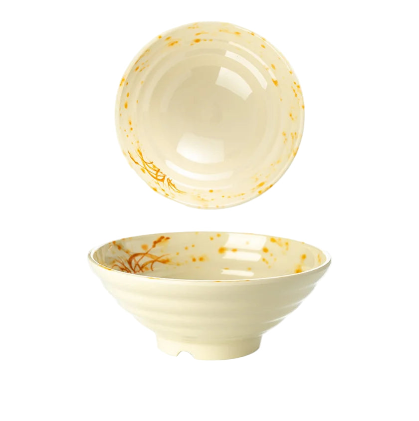 Hand-Painted Noodle Bowls – Large, Medium, Small Ramen, Pho & Soup Bowl Set in Brown, Blue, Green, Yellow