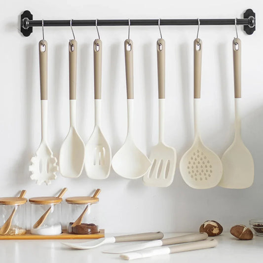 Silicone Kitchen Utensil Set – 10-Piece Heat-Resistant Non-Stick Cooking Tools with Hanging Loop Handles