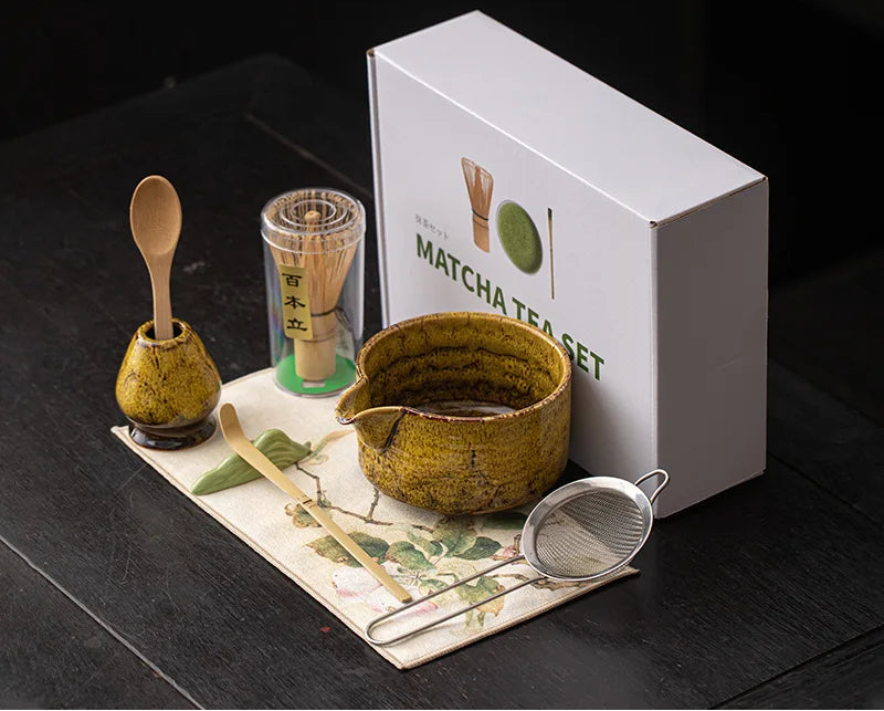 Kiyora 8 Piece Japanese Matcha Tea Set – Traditional Matcha Gift Set with Bowl, Bamboo Whisk and Accessories