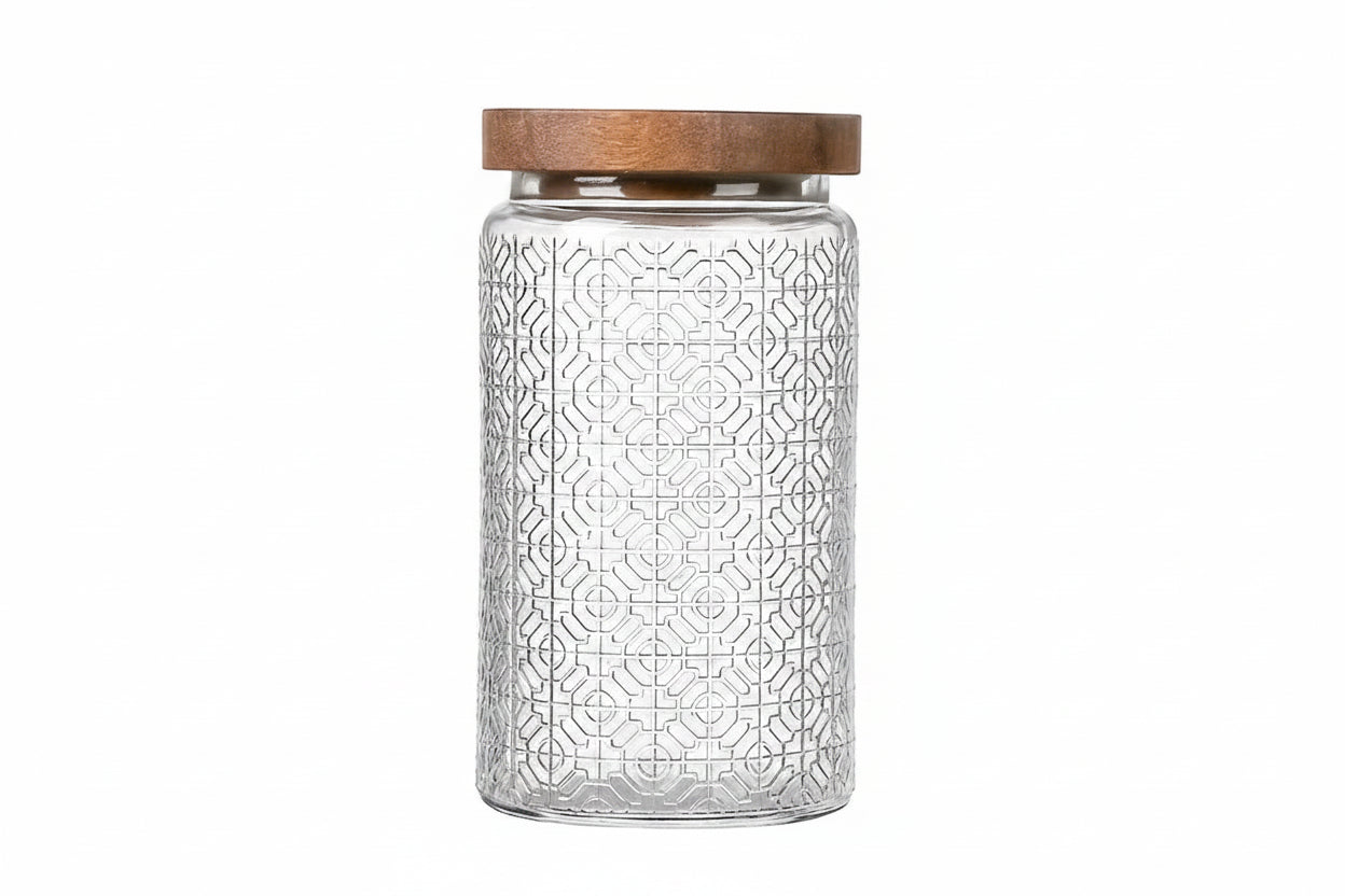 Vero Glass Storage Jar with Wooden Lid