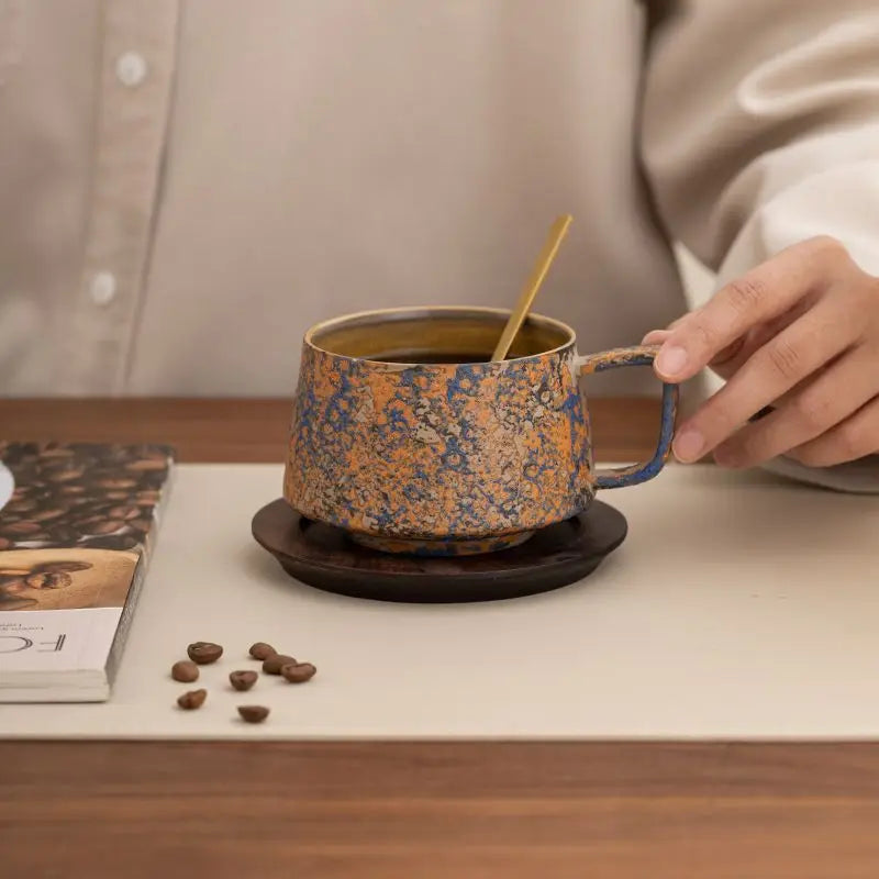 Terra Reactive Glaze Mug & Saucer Set – Ceramic Coffee Cup