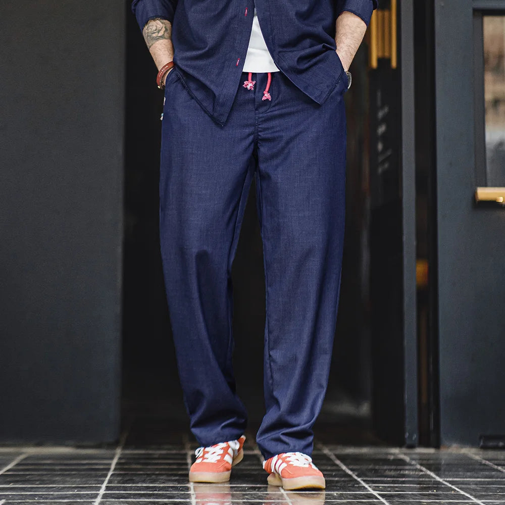 Radford Straight Leg Trousers – Loose Fit Everyday Drawstring Waist Trousers with Smart Casual Finish