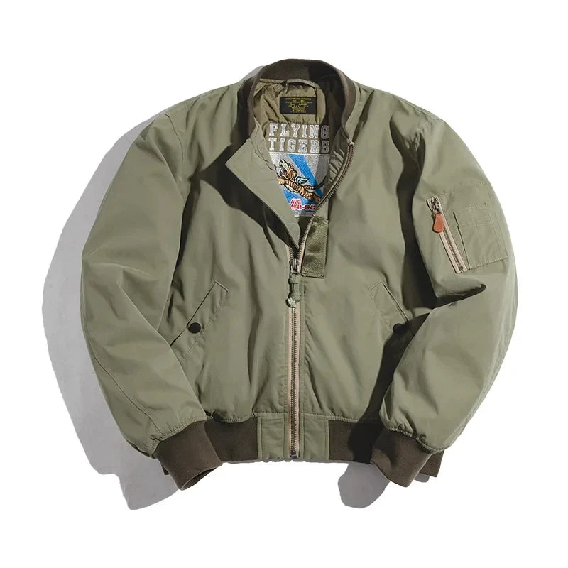 Rexton Men’s MA1 Bomber Jacket – Zip Front Flight Jacket with Inner Pocket and Ribbed Trim