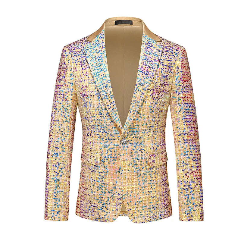 Rivaro Men’s Sequin Event Jacket – Single-Breasted Shawl Lapel Evening Blazer for Parties & Occasions