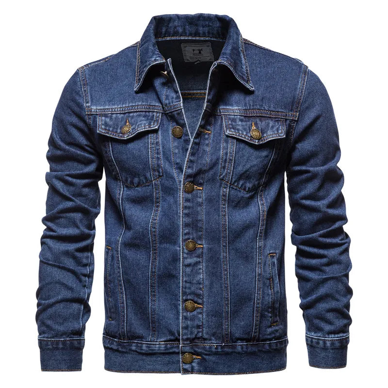 Classic Men's Denim Jacket – Button-Up Long Sleeve Jean Jacket with Pockets