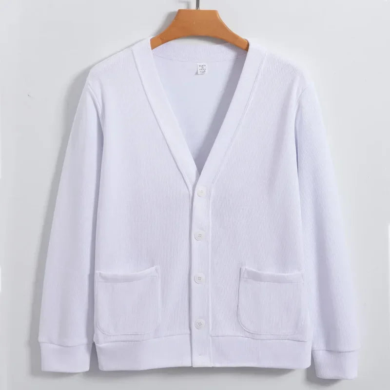 Men’s Button-Up Knit Cardigan – Long Sleeve Lightweight Casual Layer with Pockets