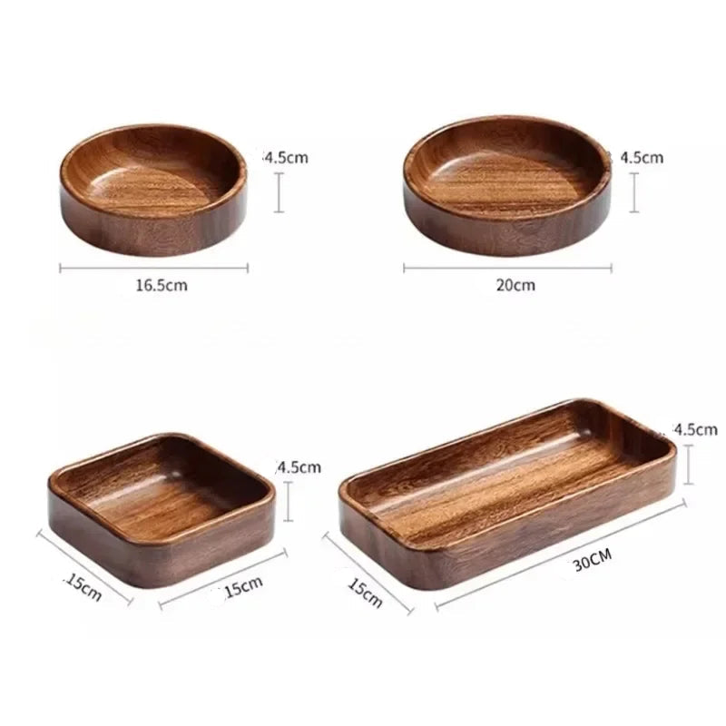 Natural Wooden Serving Trays – Solid Wood Snack, Tea & Breakfast Platters in Multiple Shapes & Sizes