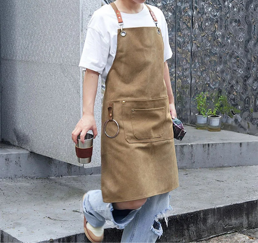 Canvas Utility Apron with Pockets – Adjustable Unisex Workwear Apron