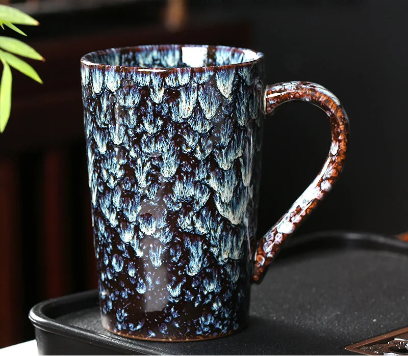 Marquina Style Coffee and Tea Mug – Textured Ceramic Cup 380ml Signature Drinkware