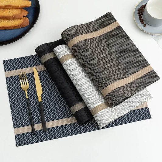 Modern Stripe Woven Placemats – 2/4/6 Piece Set Heat Resistant Table Mats for Dining Table Setting