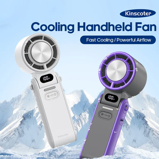 Portable Rechargeable Handheld Fan – 12-Hour Mini Cooling Fan with Adjustable Speeds