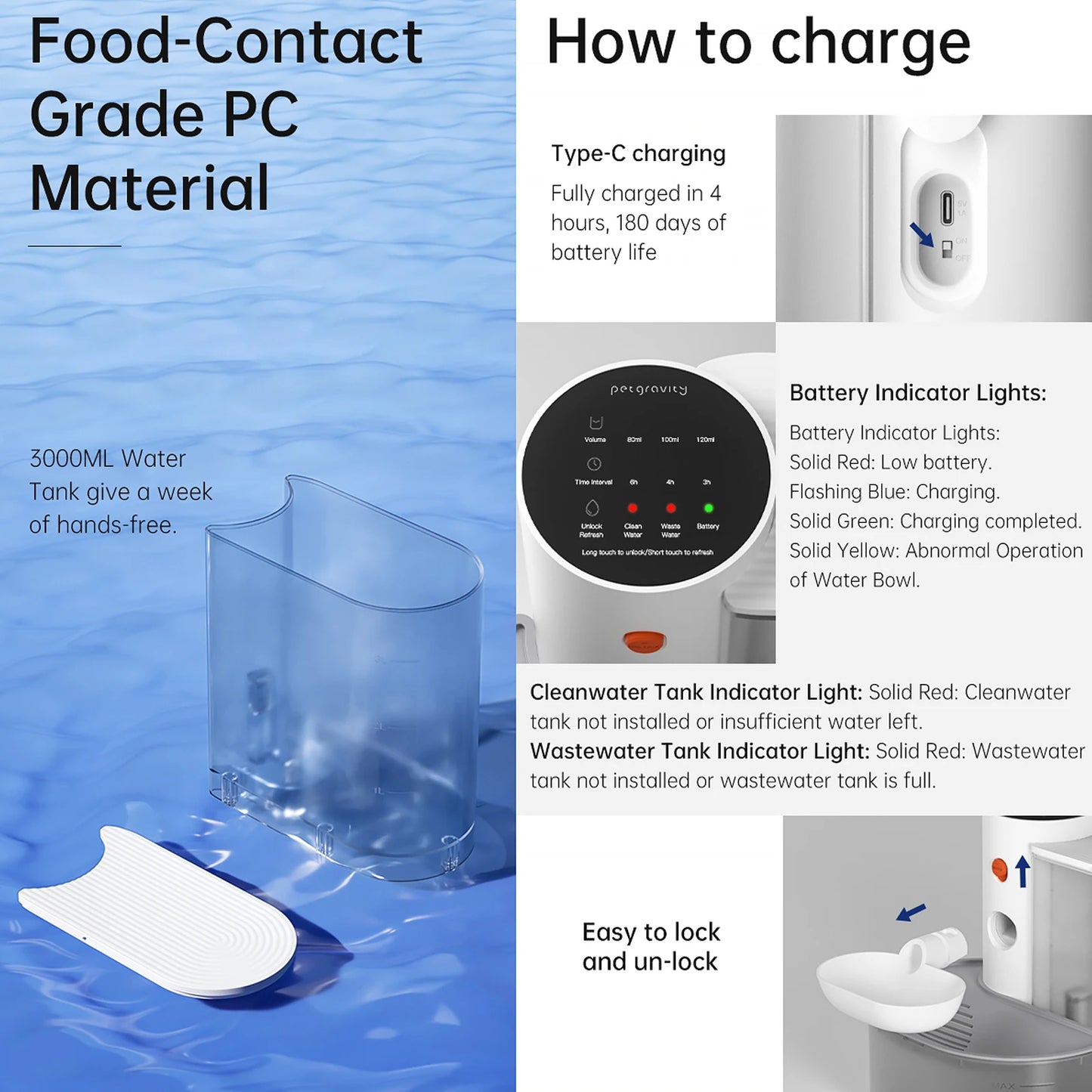 Smart Wireless Cat Water Fountain – Rechargeable Large Capacity Filter-Free Automatic Pet Water Dispenser with Dual-Tank Fresh and Waste Separation