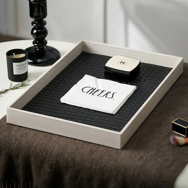 Modern Leather Square Storage Tray – Decorative Home Décor Organiser for Coffee Table, Desk & Dressing Table