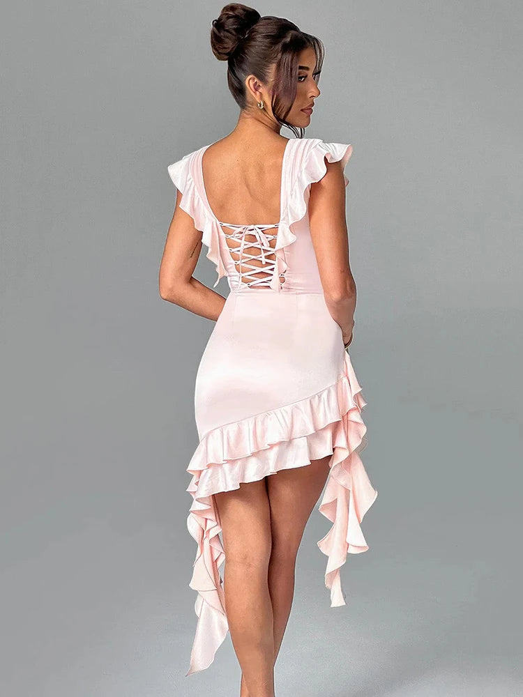 Celestia Ruffle Sleeveless Corset Mini Dress