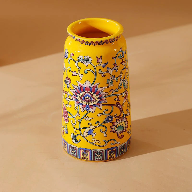 Seravelle Floral Ceramic Vase – Decorative Flower Vase for Living Room, Table Centrepiece & Home Décor (Red, Blue, Light Blue , Ivory & Yellow)