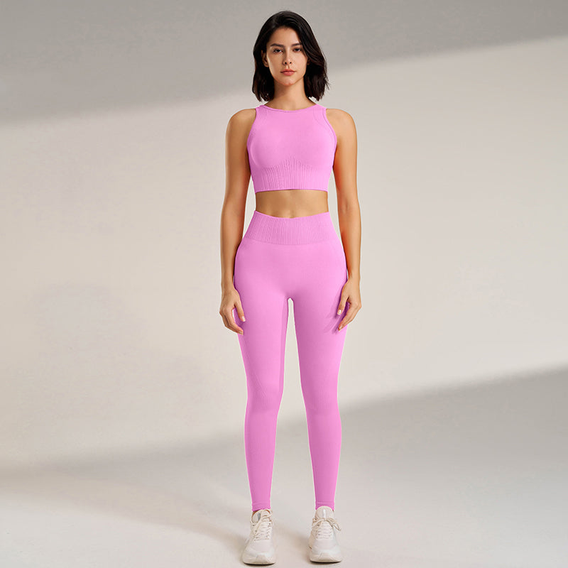Ravyn Seamless Gym Set – Two Piece Women’s Activewear Crop Top & High Waisted Leggings