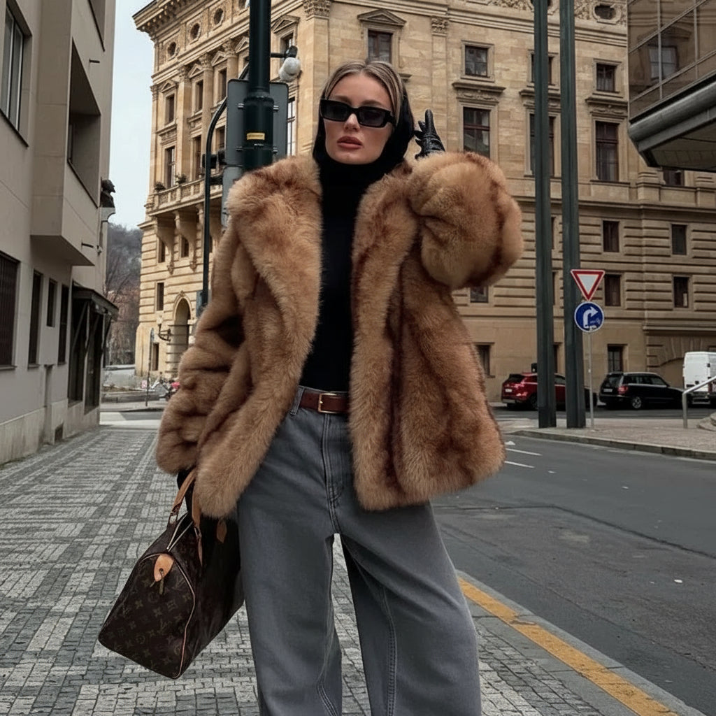 Velisse Oversized Faux Fur Coat – Women’s Luxury Long Pile Plush Jacket for Elegant Winter Outerwear & Evening Wear Looks
