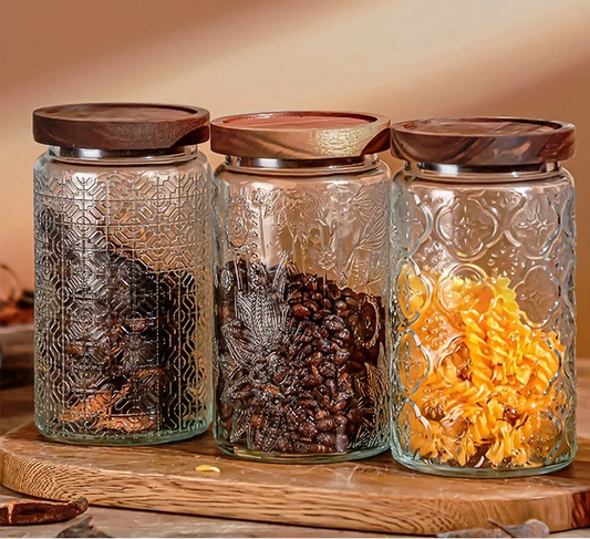 Vero Glass Storage Jar with Wooden Lid
