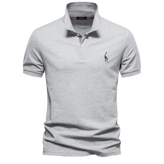 Men’s Cotton Blend Polo Shirt – Short Sleeve Casual Fit T-Shirt with Embroidered Logo and Button Collar