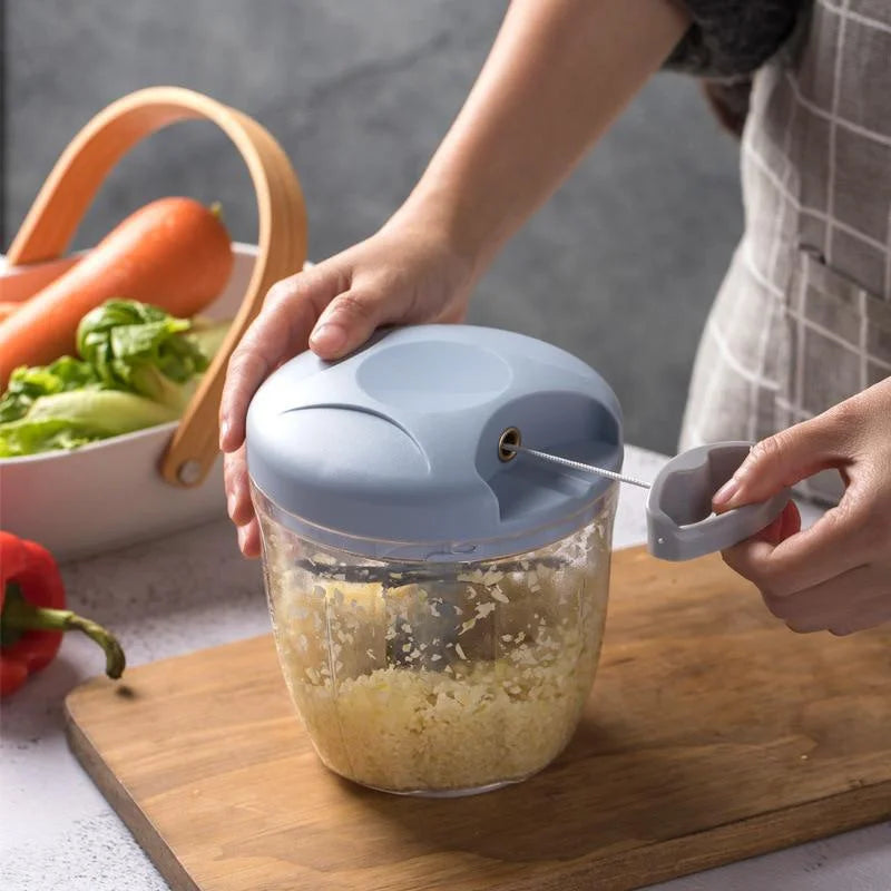 Manual Vegetable Chopper and Garlic Press – 500ml & 900ml Hand-Pull Food Cutter for Onion, Meat, Herbs, Fruit & More