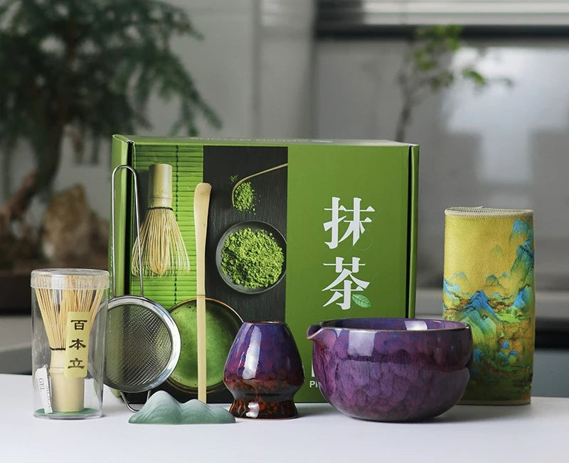 Sahori Japanese-Style Matcha Tea Set – 2, 5 or 7 Piece Matcha Bowl and Bamboo Whisk Set