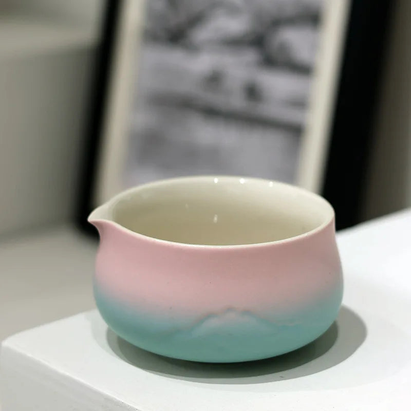 Horizon Mist Matcha Set – Ceramic Matcha Bowl & 100-Prong Bamboo Whisk Kit for Matcha Preparation, Matcha Tea Set Gift Box