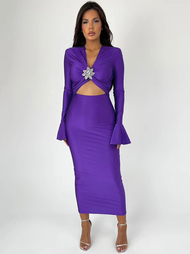 Selena Embellished Cut-Out Bodycon-Maxi Dress