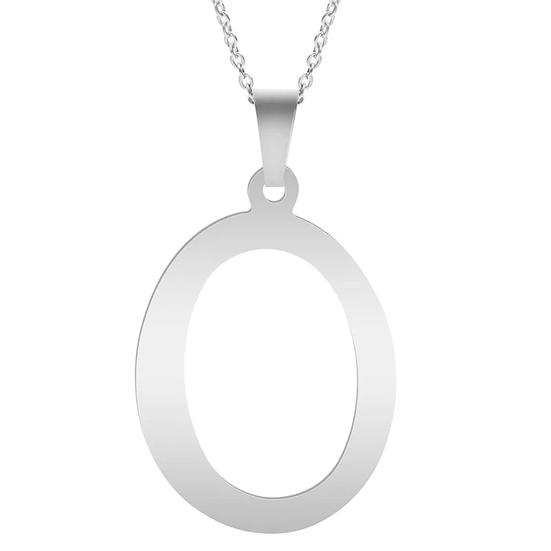Stainless Steel Initial Necklace – Alphabet Letter Pendant Chain for Women and Men