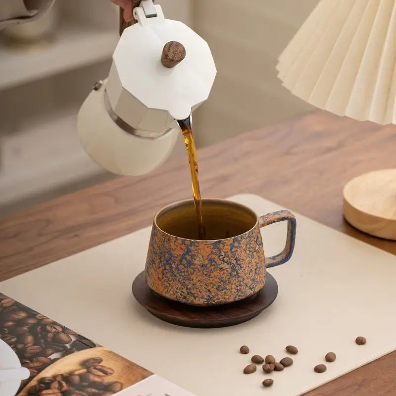 Terra Reactive Glaze Mug & Saucer Set – Ceramic Coffee Cup