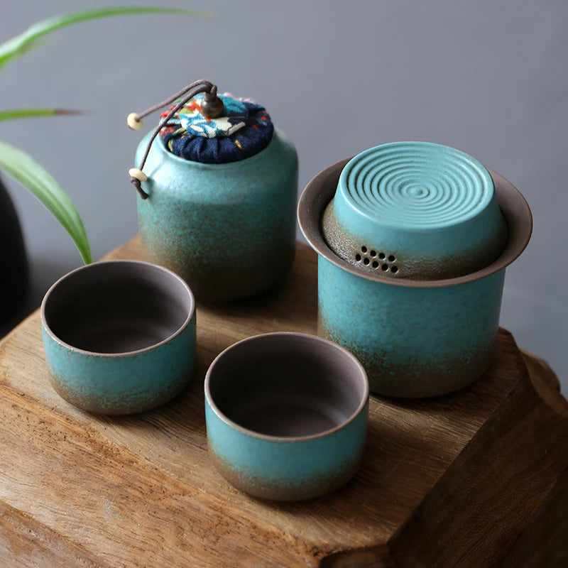 Japanese Style Ceramic Teapot Gift Set – 7 Piece Tea Set with Teapot and Cups in Gift Box