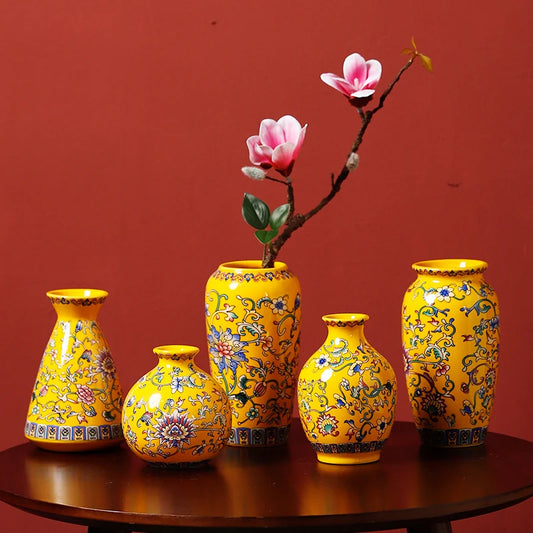 Seravelle Floral Ceramic Vase – Decorative Flower Vase for Living Room, Table Centrepiece & Home Décor (Red, Blue, Light Blue , Ivory & Yellow)