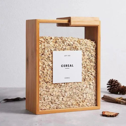 Wooden Storage Container – Airtight Kitchen Container for Grains, Oats, Rice & Dry Food
