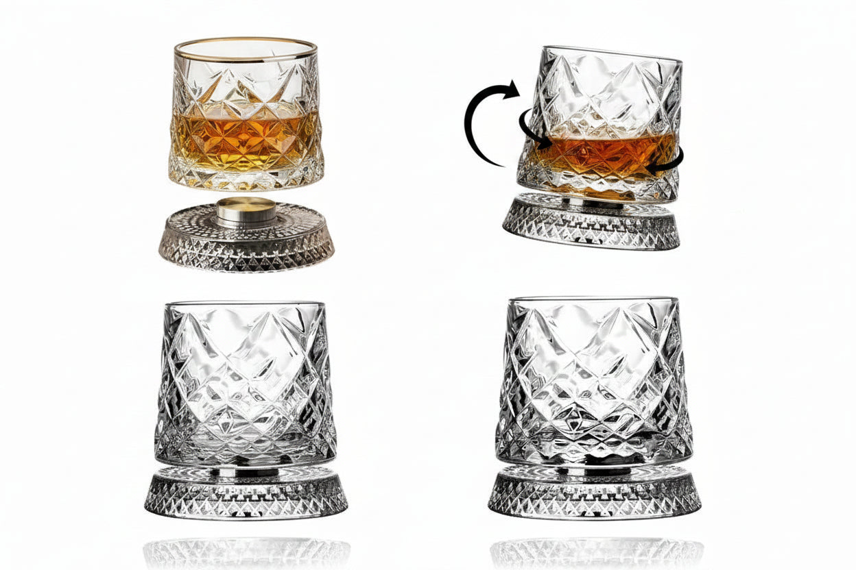 Rotating Crystal Whisky Glass – Spinning Tumbler