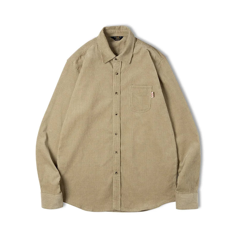 Wetherby Men’s Corduroy Overshirt – Long Sleeve Button-Up Shirt Jacket Casual Smart Overshirt with Chest Pocket