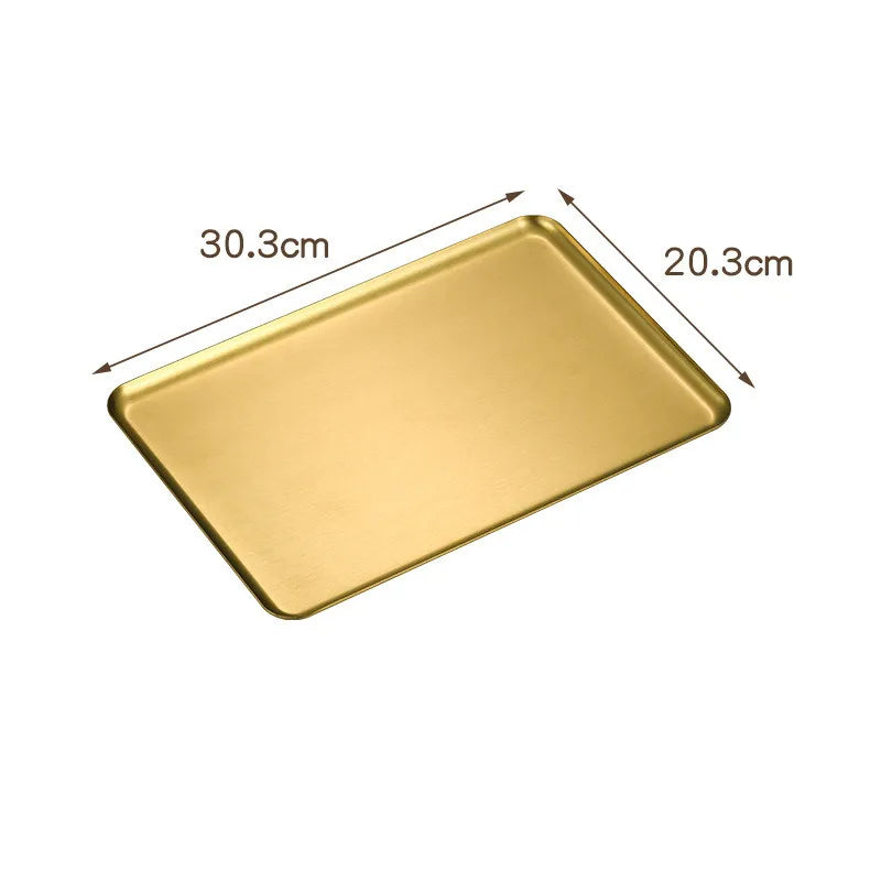 Gold & Silver Stainless Steel Baking/ Serving Tray Set – Flat Oven Roasting Pans