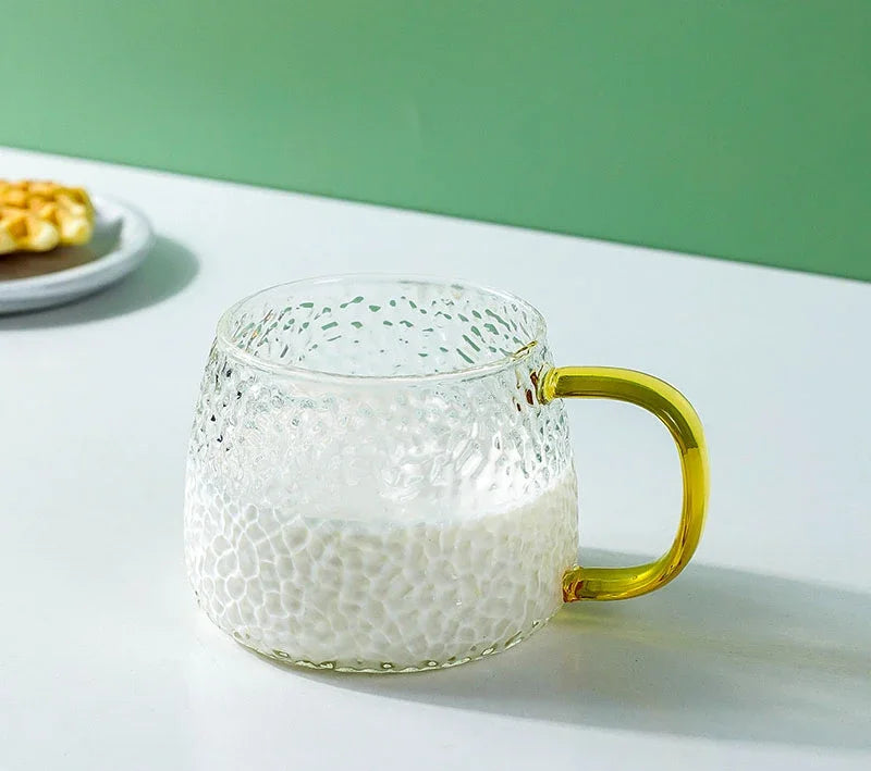 Lumea Textured Glass Tea & Coffee Mug – Clear Everyday Drinking Cup