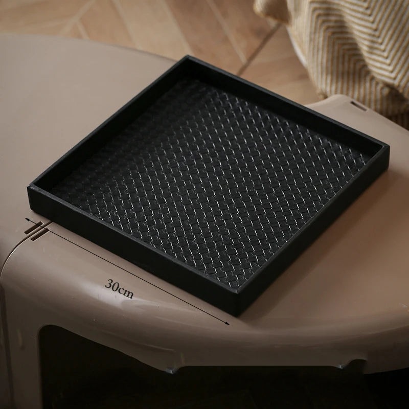 Modern Leather Square Storage Tray – Decorative Home Décor Organiser for Coffee Table, Desk & Dressing Table