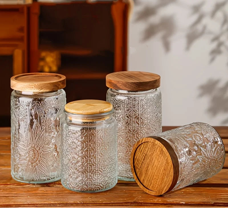 Vero Glass Storage Jar with Wooden Lid