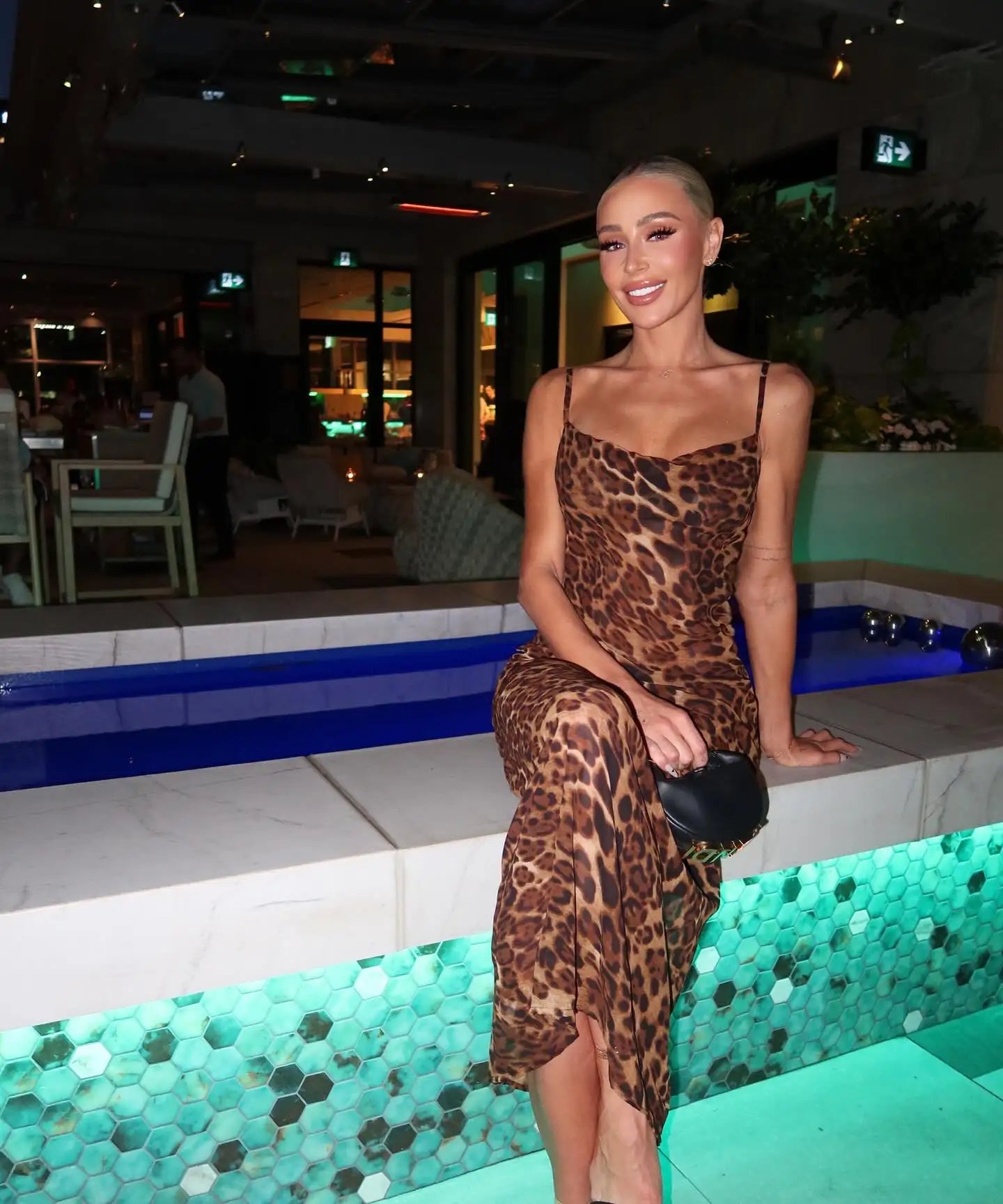 Savara Leopard Print Cowl Neck Maxi Dress – Backless Spaghetti Strap Bodycon Gown