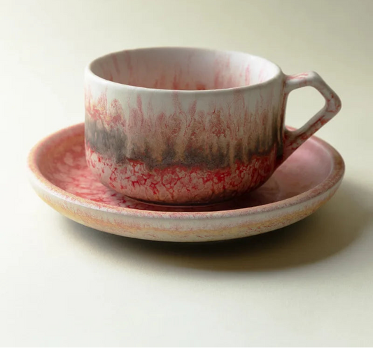 Elements Ombré Glazed Ceramic Coffee Cup & Saucer Set