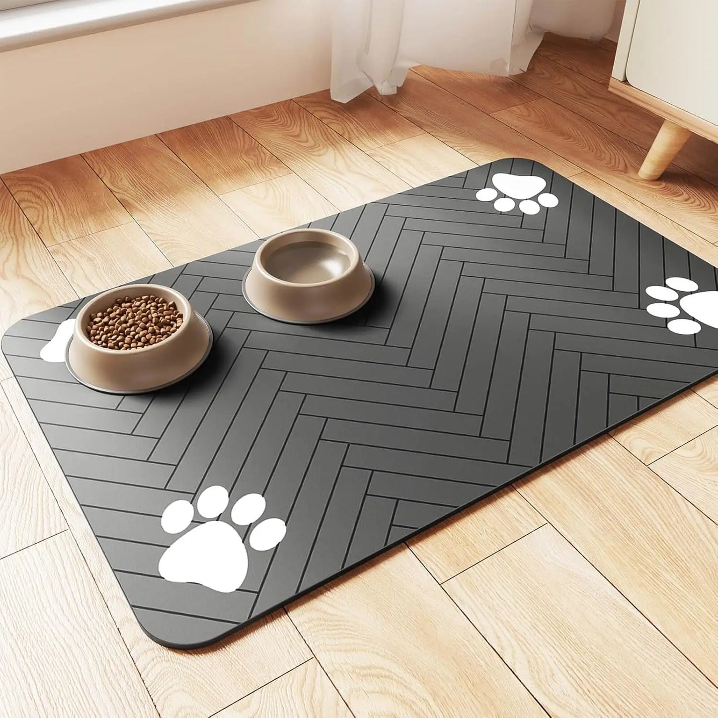 Pet Food Mat with Paw Print