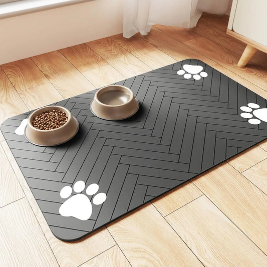 Pet Food Mat with Paw Print