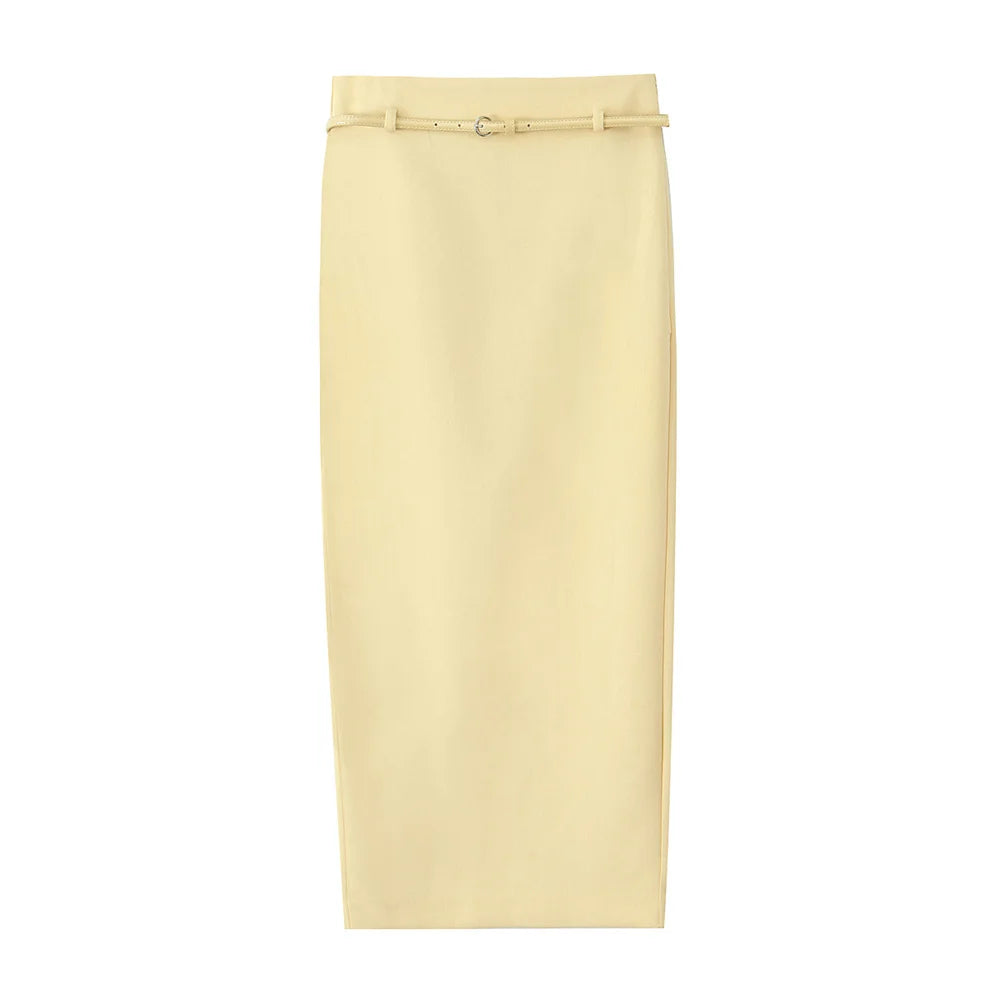 Sofia Belted Sleeveless Waistcoat & Skirt Two-Piece Set-Elegant Office & Occasionwear